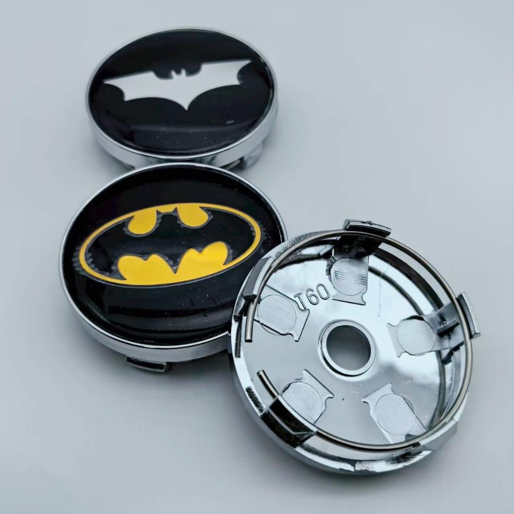 4pcs 60mm (I.D 56mm) Car Styling Bat Logo Badge Emblem Car Wheel Center Caps Rim Hub Cover Stickers Decoratio Auto Accessories