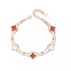 Vintage Chic Clover Bracelet Women Dual-Layer Stackable Rose Gold Floral Jewelry