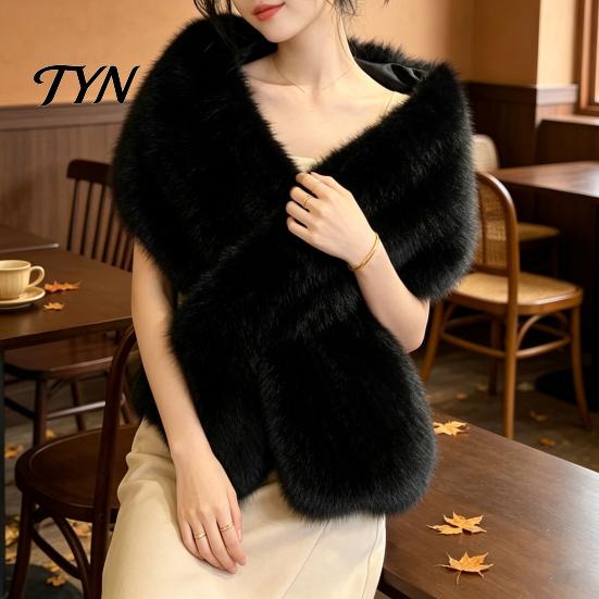 Multi-functional Winter Scarf Women's Faux Fur Shawl, Plush Collar Wrap, Soft Solid Color Breathable Casual Daily Accessory Colder Warm Wrap