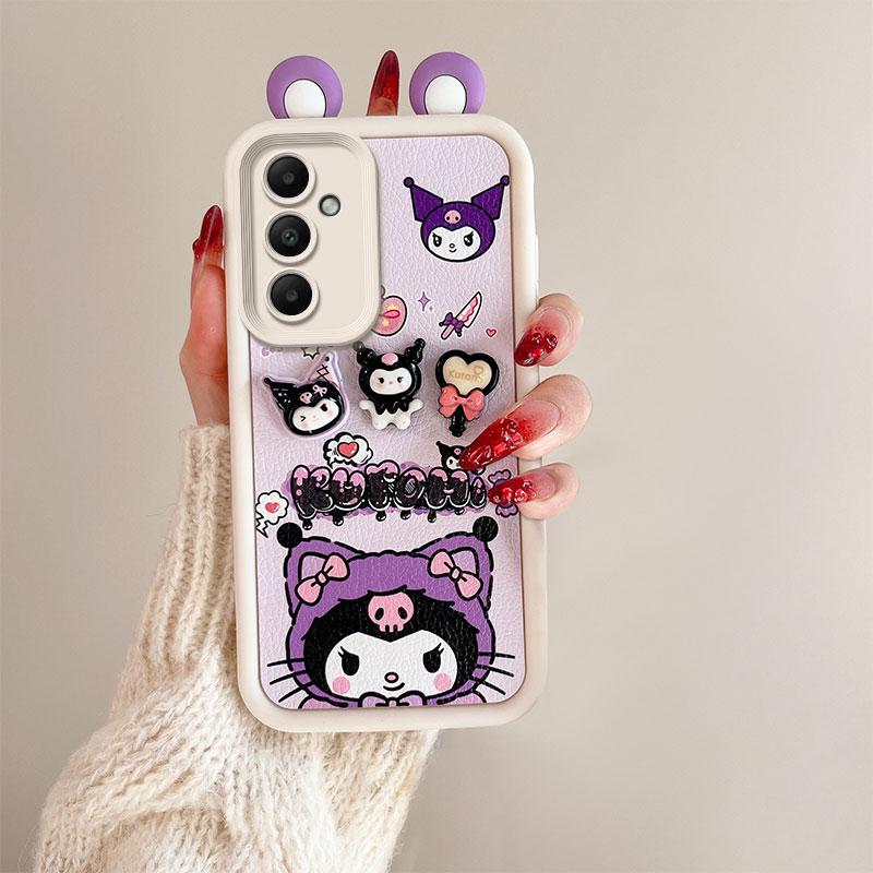 KEYSION Cute Ear 3D Cartoon Case for Samsung A54 5G A34 with Bracelet Soft Silicone Shockproof Phone Cover for Galaxy A24 A14 LTE