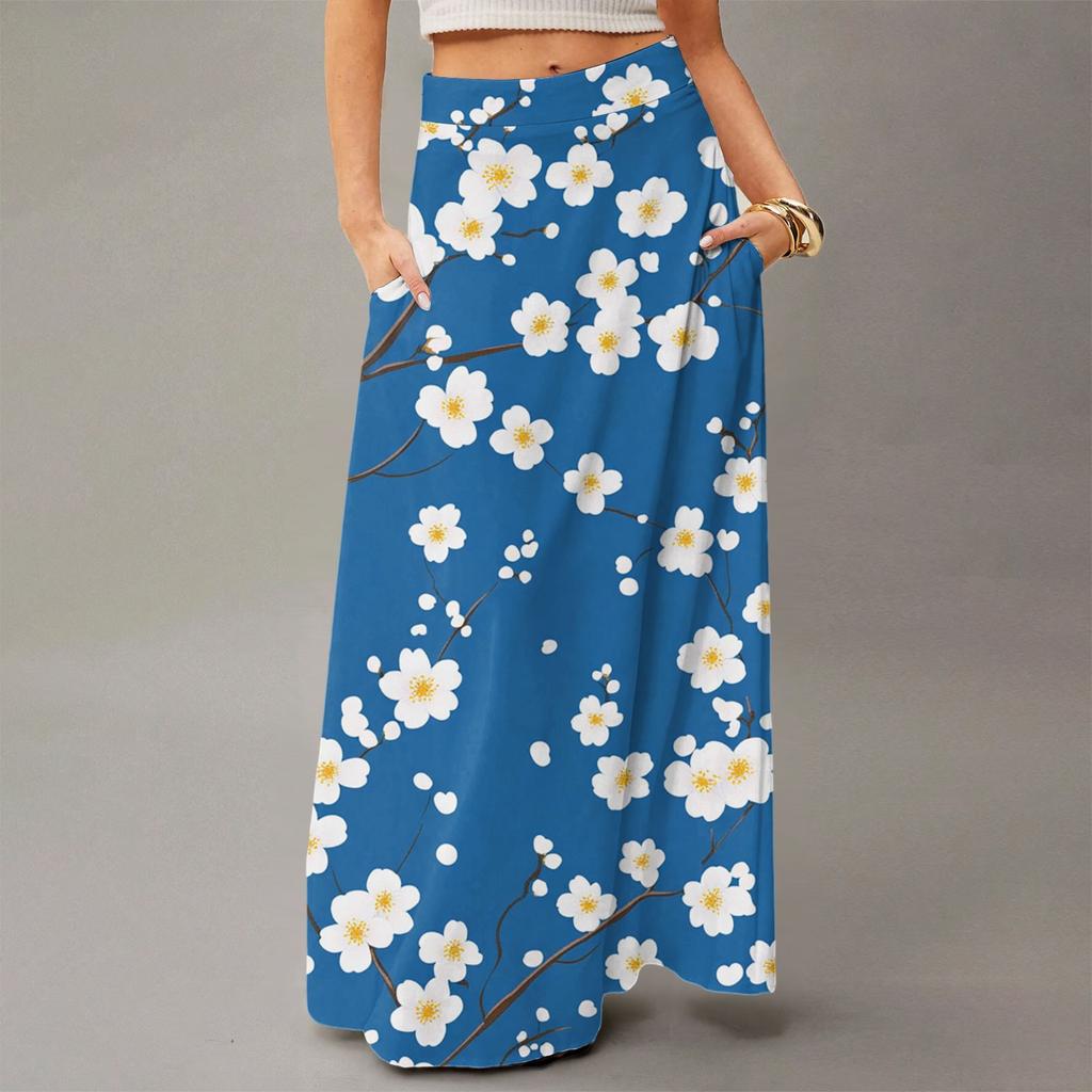 Женское летящее платье макси обычное повседневное летнее с цветочным принтом в богемном стиле юбка