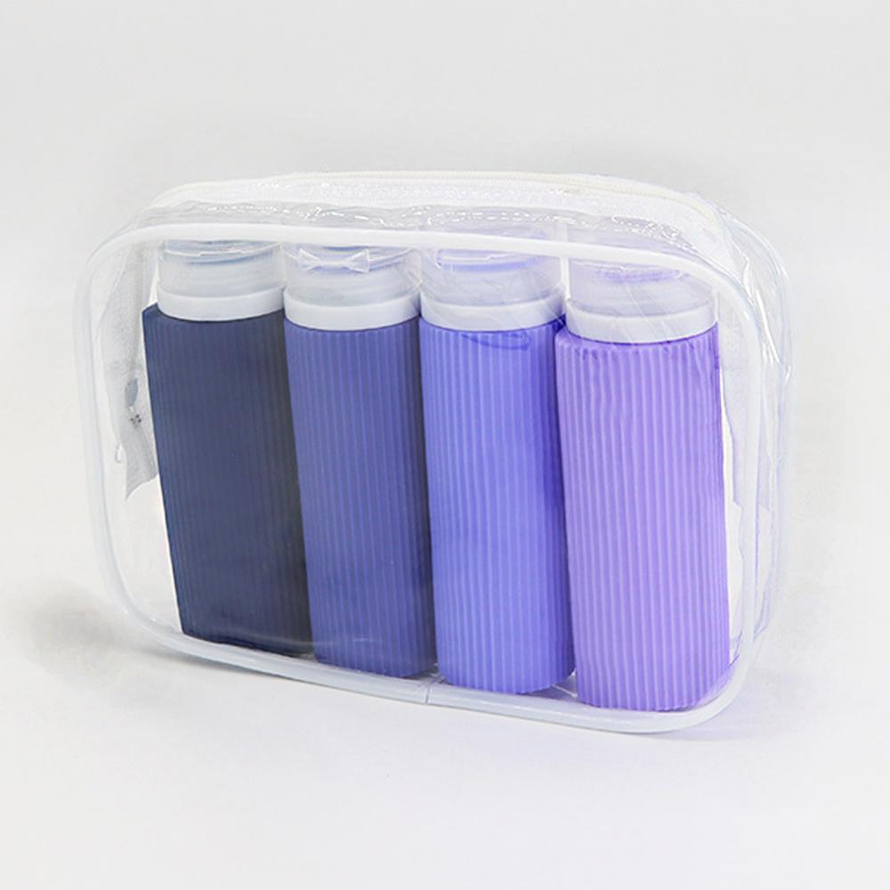 Silicone travel Bottle Tsa approved portable leak proof Squeeze size container Clear toiletry bag Accessory liu