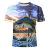 Summer Casual Natural Wind 3d Printing Fishing Graphic T-shirt Men's Sports Breathable Lightweight Tees Tops