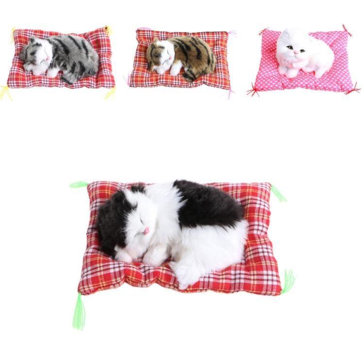 Premium Quality Plush Stuffed Toy Cute Sleeping Cat With Press Simulation Sound