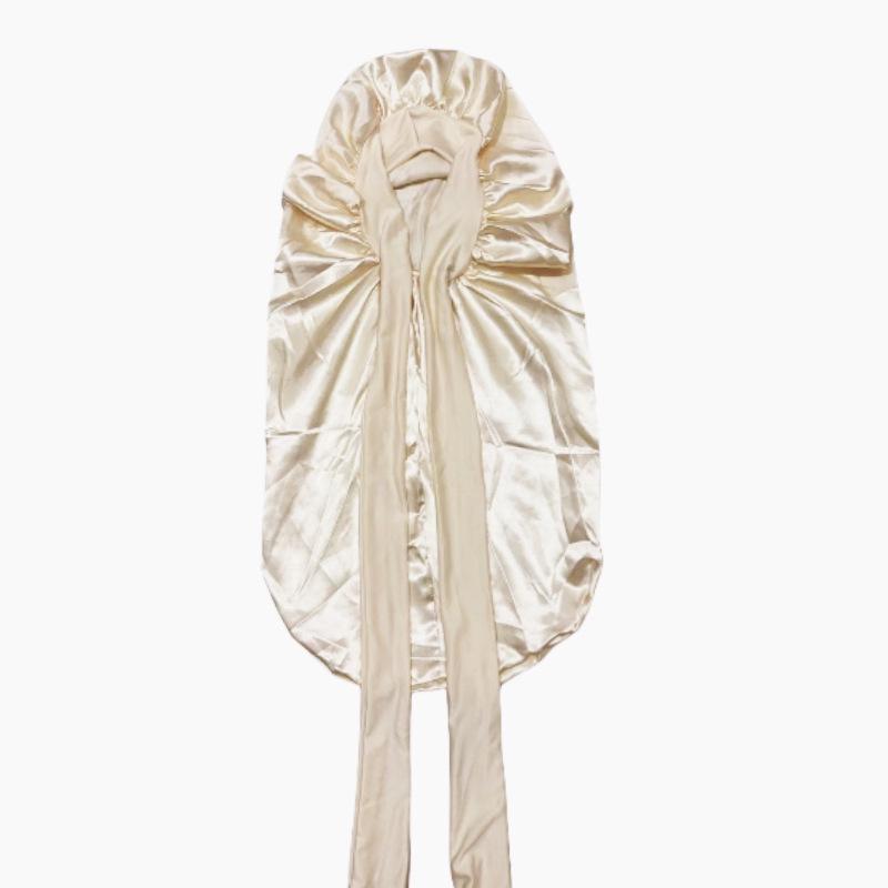 Длинный шелковый атласный платок-боннет для женщин - Защита волос с завязкой-бантом