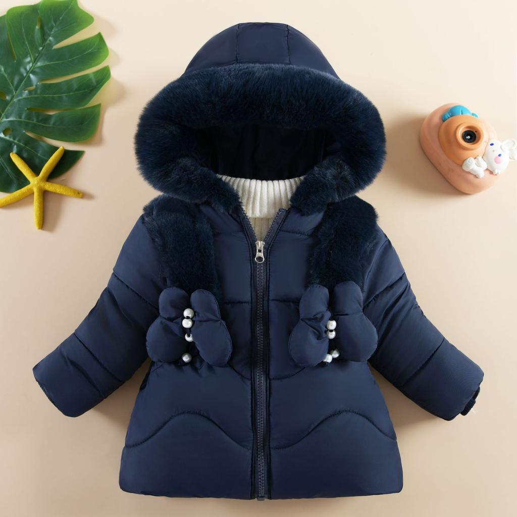Children Winter Coats for Girls 1 To 6 Years Old Clothing Velvet and Thickened Fashion Cotton Jacket Hooded Parkas