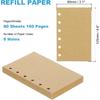 PATIKIL A7 Refill Paper, Unlined Blank Kraft Paper Refillable Paper 6 Hole Filler erts Loose Leaf Paper for 6 Ring Binder, 80 Sheets/160 Pages, Beige