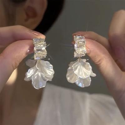 Изысканные серьги с кисточками в форме ракушки и цветка, корейский дизайн, серьги-капли с кристаллами циркона для женщин, роскошные вечерние ювелирные аксессуары, подарок