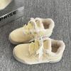Original Niche Design Fleece Board Shoes Women's 2025 New Winter Versatile Platform White Shoes Warm Casual Shoes