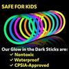 Pack of 100 Multicoloured Glow Sticks for Parties with Connectors - YWEI