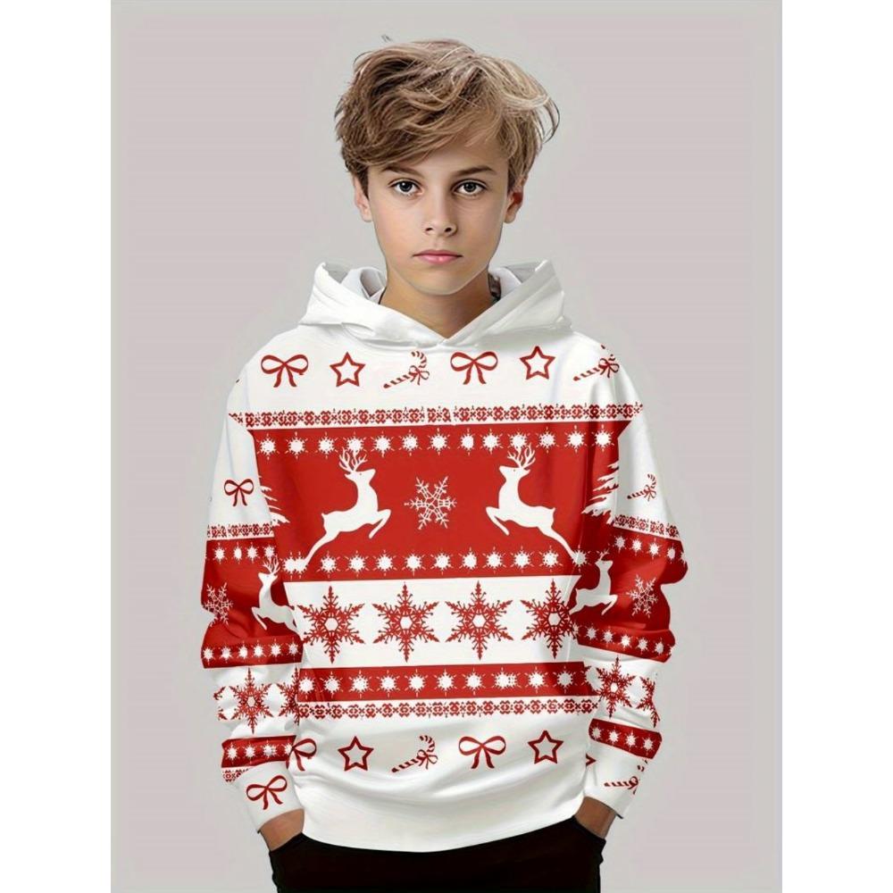 Рождественская детская толстовка Санта Клаус Мультяшный 3D принт Длинный рукав Одежда для мальчиков Праздничная мода Свитшот Пуловер Детские топы