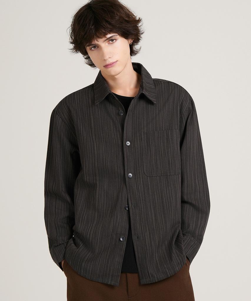 LXT Cotton Uneven Stripe Shirt Jacket [Charcoal]