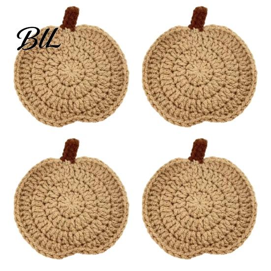 Coffee Table Mats Handmade Crochet Pumpkin Coasters, Soft Polyester Mats, Decorative Fall Coasters Autumn Themed Farmhouse Dining Accessories