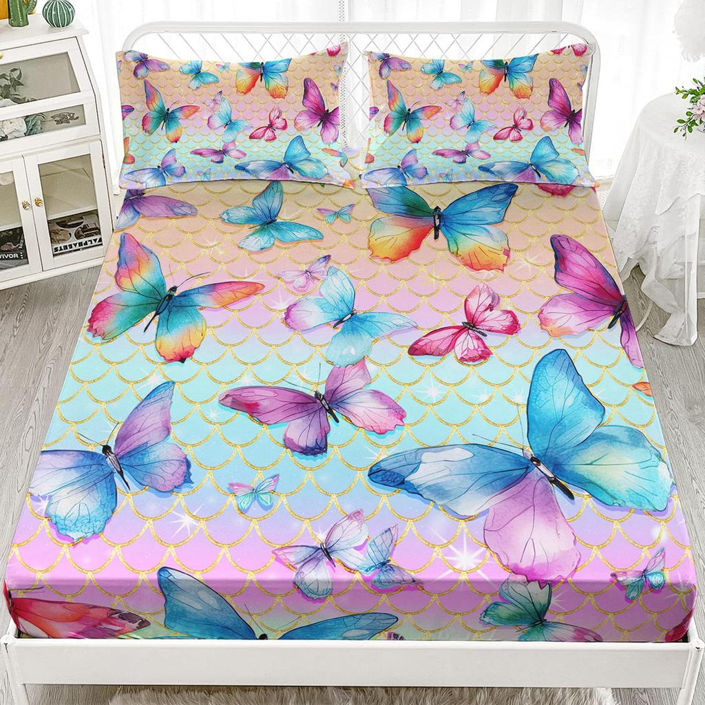 Красивый матрас с узором бабочек, трехпредметный комплект постельного белья с цифровой печатью, для взрослых и детей