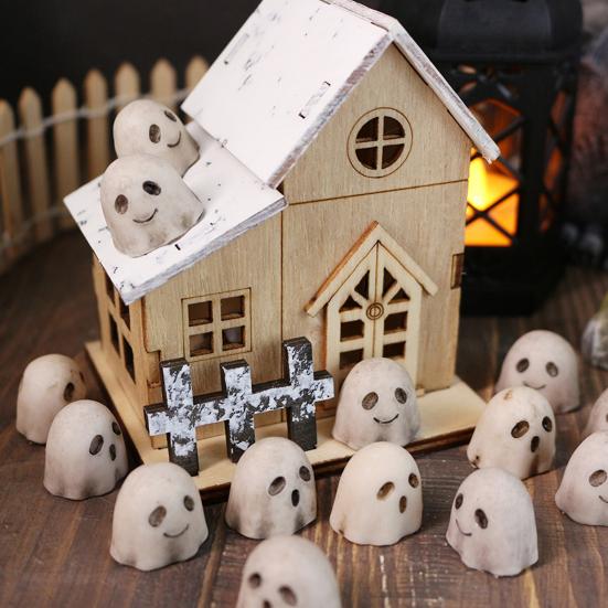 20 шт. Хэллоуин Миниатюрная фигурка привидения Милая крошечная смоляная статуэтка белого привидения для украшения сада, бонсай, песочного стола