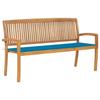 VidaXL Stackable Garden Bench and Cushion 159 Cm Solid Teak Wood
