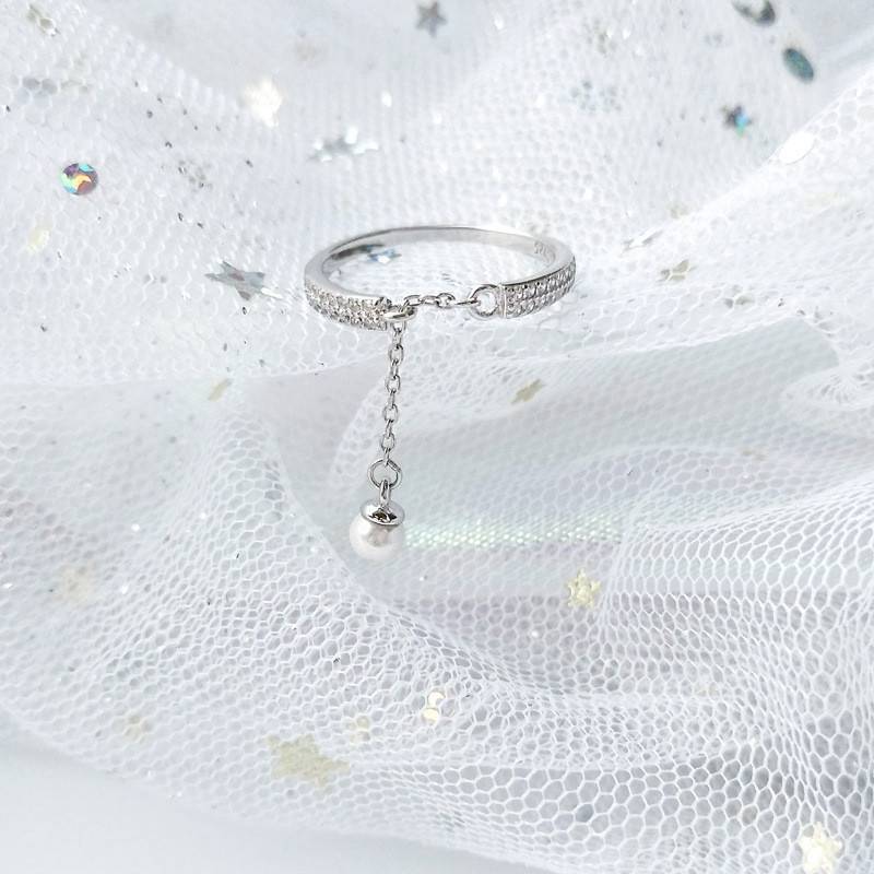 1Pcs Rings Adjustable Rings Temperament Jewelry Pearl Tassel Cycle Chain Pearl Ring Pendant