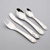 4 Pcs Silver Dinnerware Cutlery Spoon Food Feeding Fork Knife Utensils Set 304 Stainless Steel Learning Eating Panda Pattern Tableware