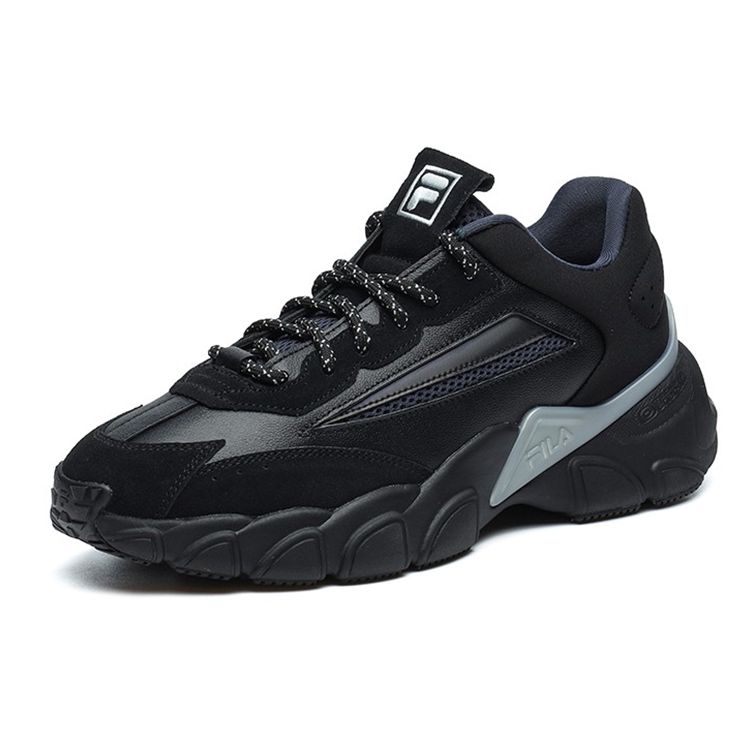 Fila Модные кроссовки Тканевые Многослойные Кожаные Повседневные Спортивные Низкие Кроссовки для образа жизни Мужские Кроссовки Черные F12M144120FBI