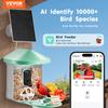 VEVOR Smart Bird Feeder with Camera, 2K HD AI Identify 10,000+ Bird Species