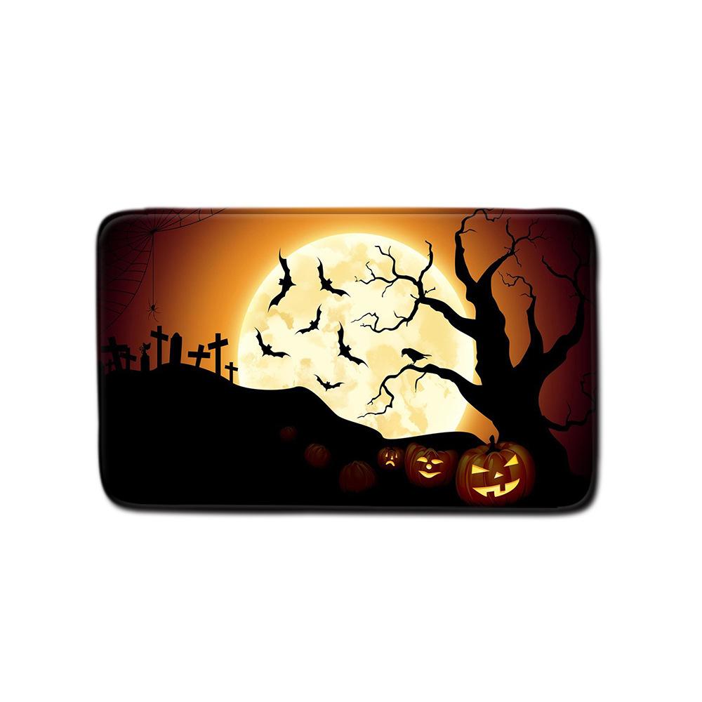 Halloween Shower Curtain Floor Mat Combination Four-Piece Set Bathroom Toilet Carpet Door Mat