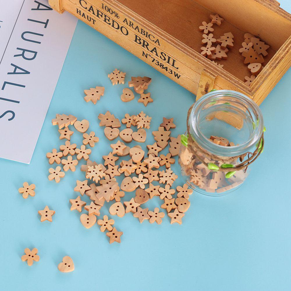 2 Holes DIY Crafts Wooden Decorative Wood Buttons Scrapbooking Sewing ChristmasTree Pattern