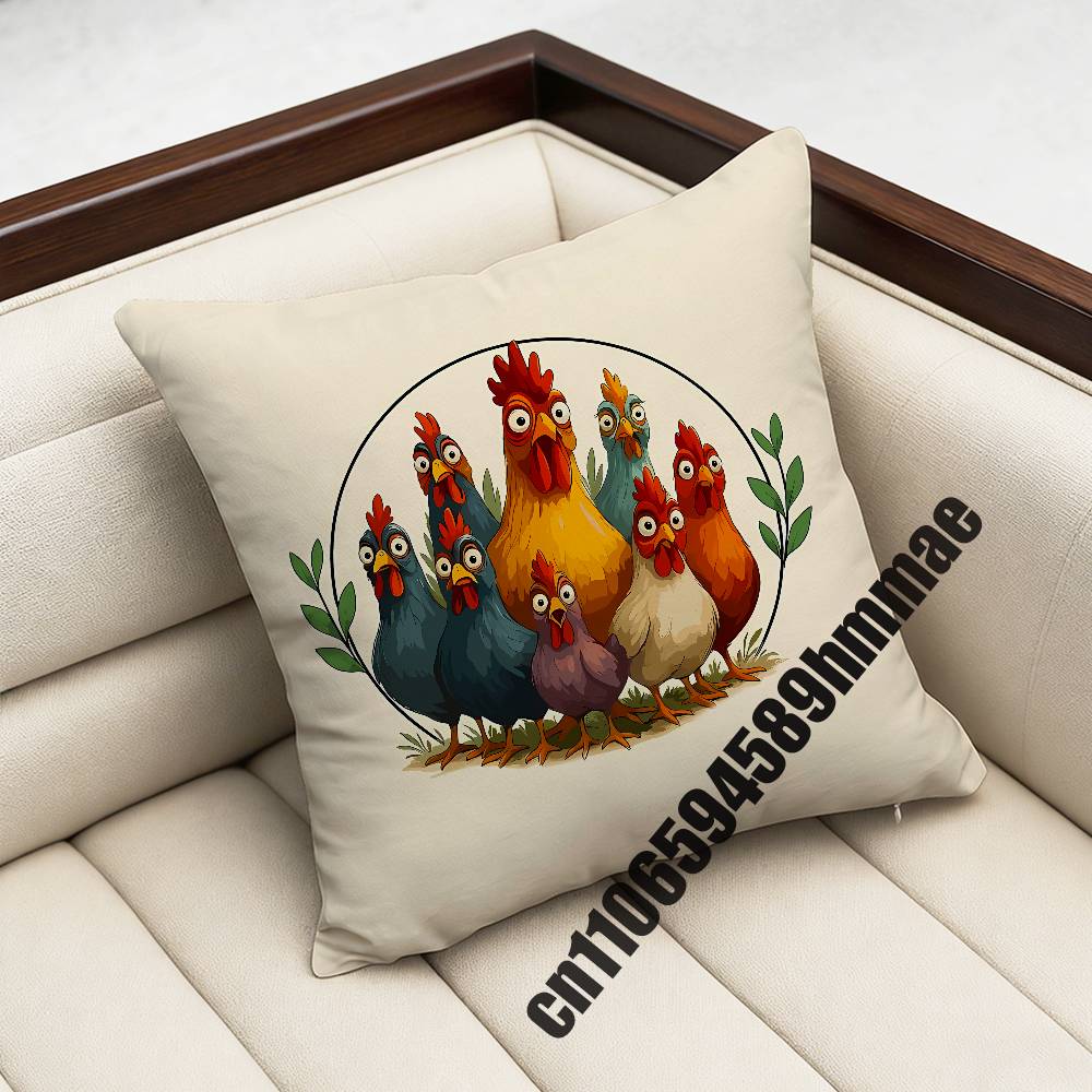 For Lively Cute Cartoon Funny Gym Chick Chicken Throw Pillow Case Sham 45X45Cm 40X40Cm Square Car Pillowcase Pad Cushion Cover