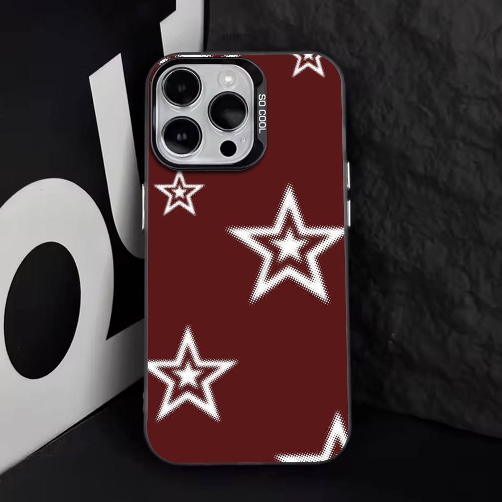 Минималистичная Красная Звезда Чехол Для Телефона Для iPhone 17,16,15,14,13,12,11 Plus,Pro Max,XS,Красочный Серебристый Черный Чехол