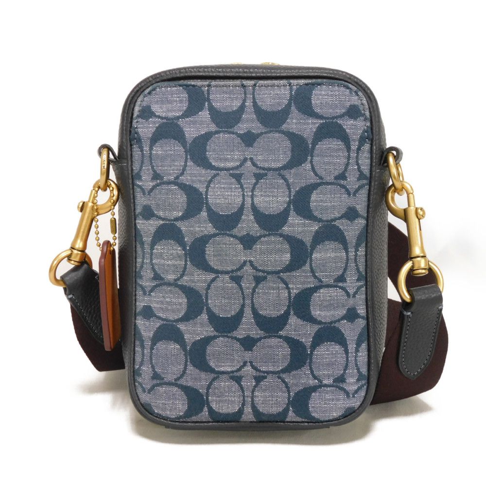 Used 9726 Stanton Crossbody Bag C8235 7921, Excellent Condition, Denim and Pebble Leather, All-Over Print Signature