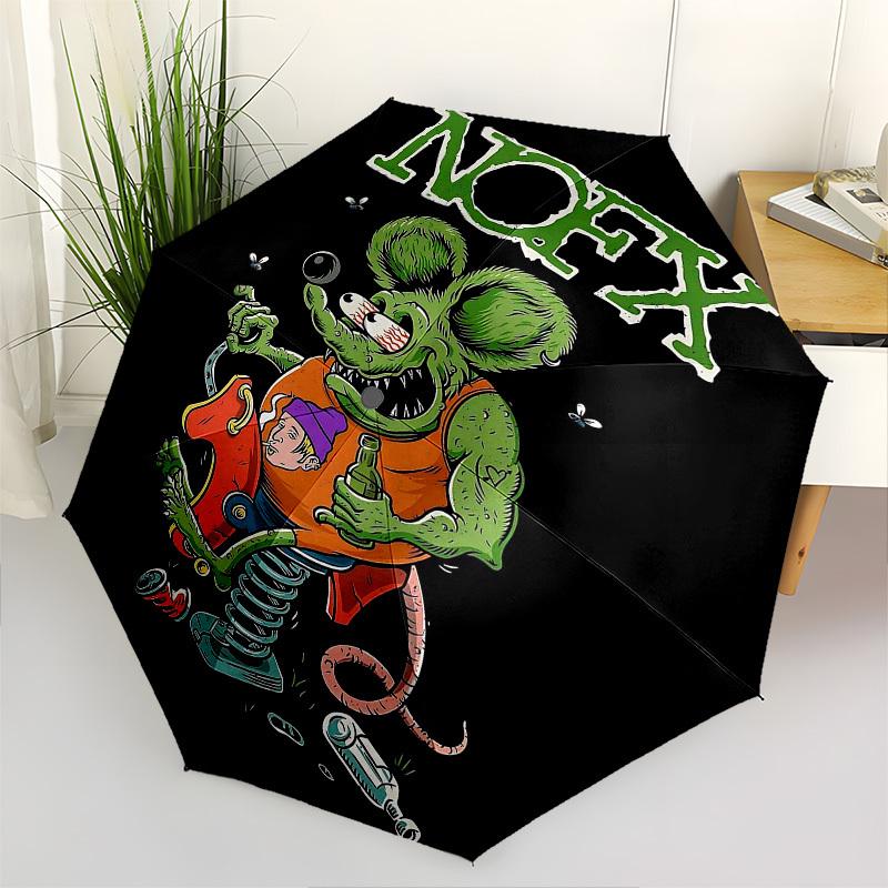 1pc NOFX Rat Automatic Open Close Umbrella with 8-Rib Windproof Canopy Compact Portable Travel Umbrella10269