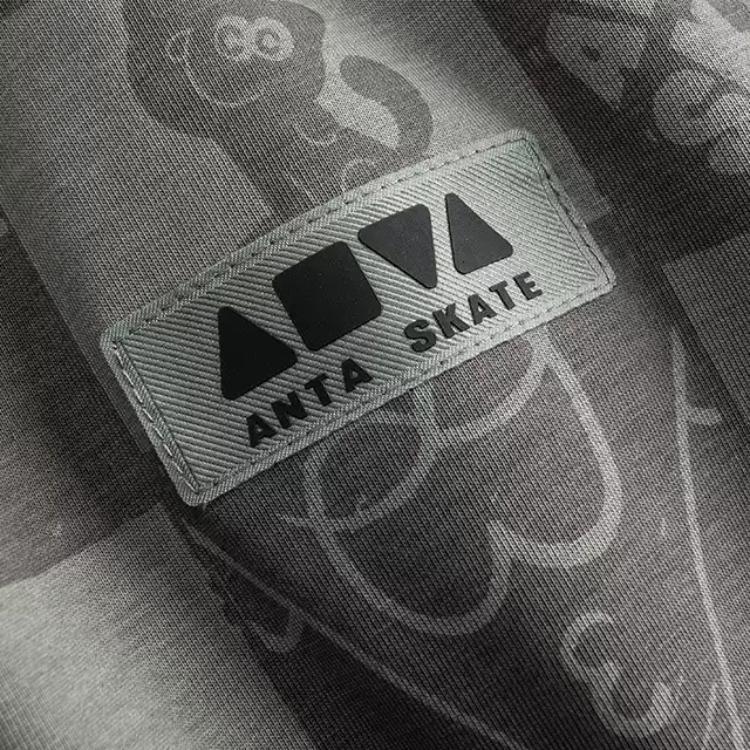 Anta Удобная простая круглая горловина универсальная свободная посадка с принтом повседневная дышащая футболка с коротким рукавом мужские топы травяно-серо-зеленый 172528116-2