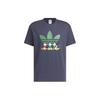 Adidas Originals Cotton Print Sports Short Sleeve T-Shirt Unisex Tops Dark-Cyan JP1425