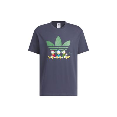 adidas Футболка унисекс из хлопка с принтом, спортивная, с коротким рукавом, темно-голубого цвета JP1425