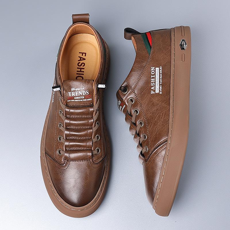 Мужская обувь осень 2025 новая повседневная кожаная обувь маленькие белые туфли мужские кеды коровья кожа дышащая обувь для ног мужская