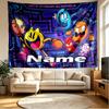 Custom Name Personalized PAC MAN Print Tapestry, Wall Art Decor, Bedroom, Dorm, Apartment, LivingRoom, Party Backdrop, Gift for Birthday