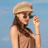 Women Sunhat Sun Protection Breathable Hollow Out Solid Color Short Brim Anti-UV Thin Adjustable Artist