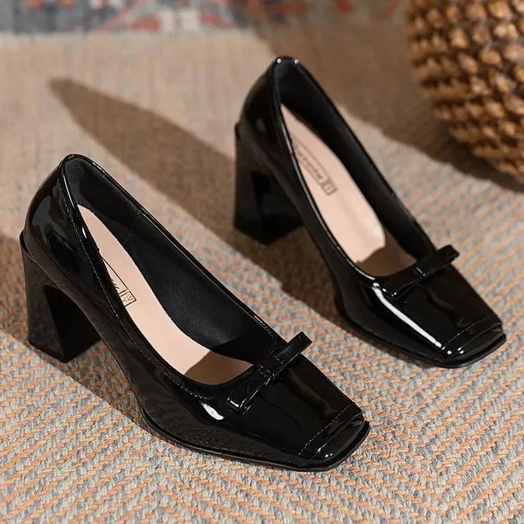 Fashion Women Fashion Bow Pointed Slip On Loafers High Heels Party Shoes Woman Comfortable Soft Shallow Mouth Single Shoes Dress Pumps