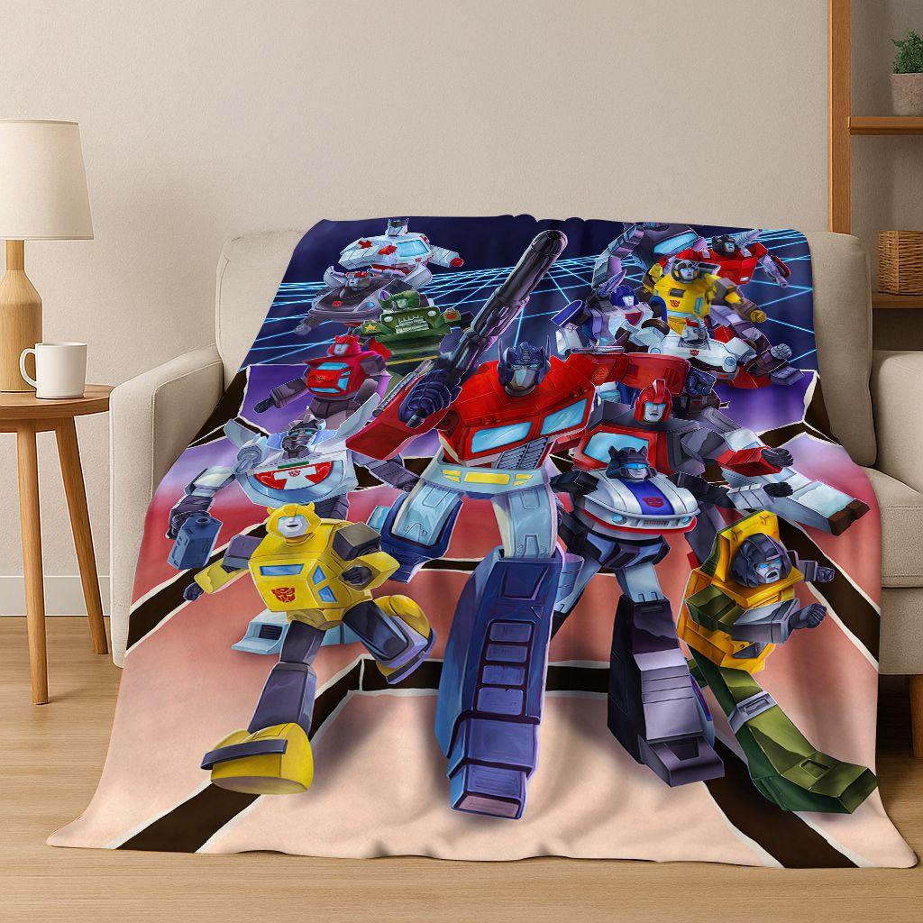Cartoon T-Transformers Autobots Optimus Prime Flannel Blanket,Warm and Cozy Soft Throw Blanket for Home Bedroom Bed Sofa Cover