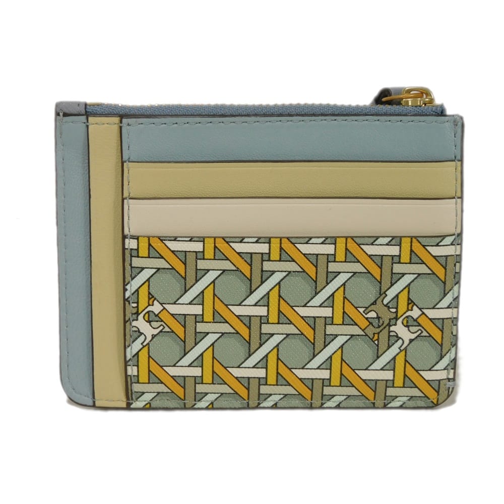 Used Robinson Fragment Case 10833, 79423, 7943, Saffiano Card Case with Double T Logo, Multicolor, Unisex from Japan