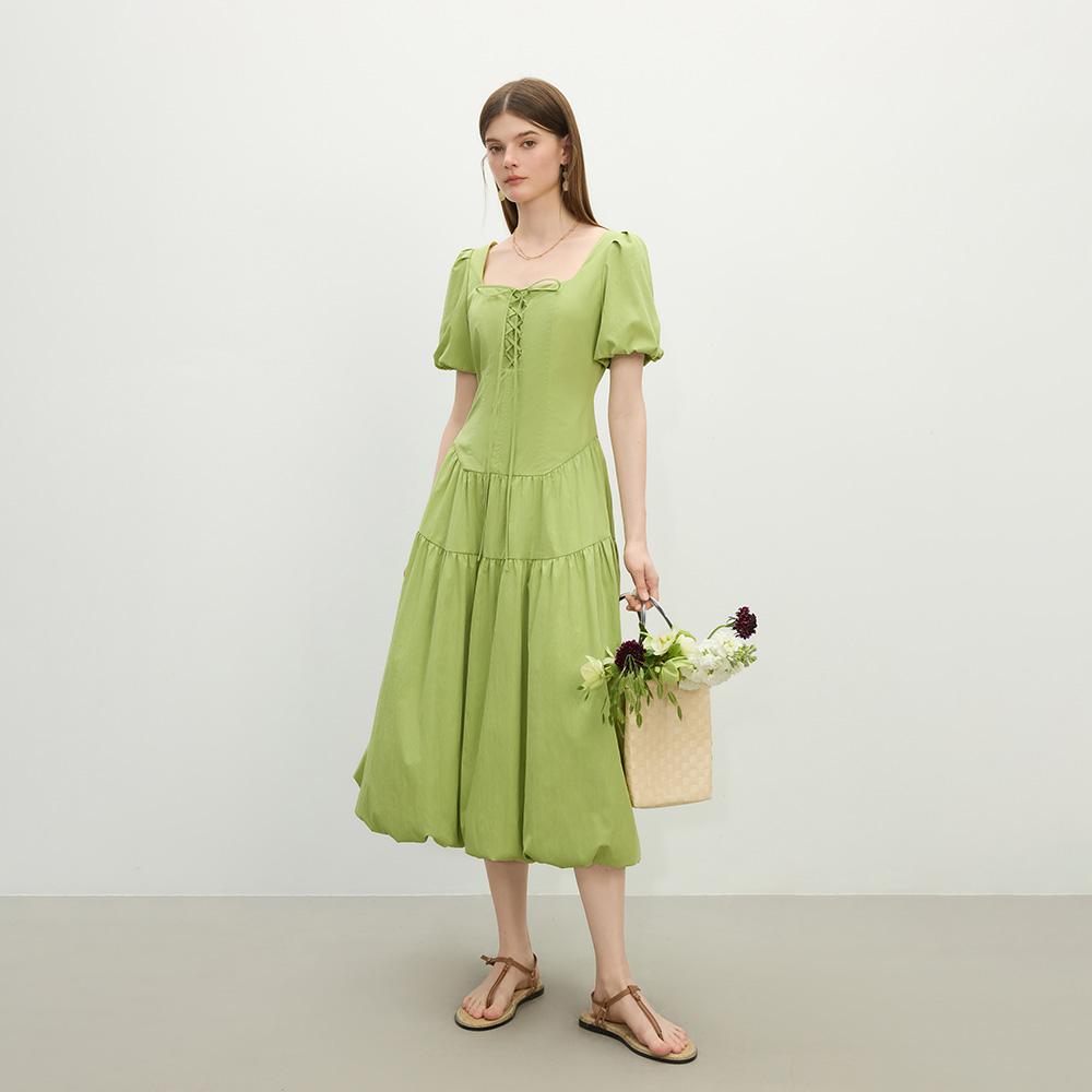 Wednesday Delight Wd_Strap Puff Sleeve Dress