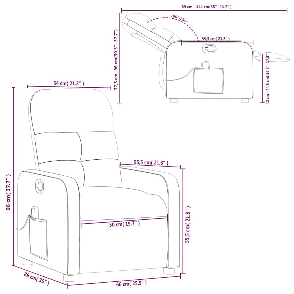 Massage Chair Dark Gray Fabric