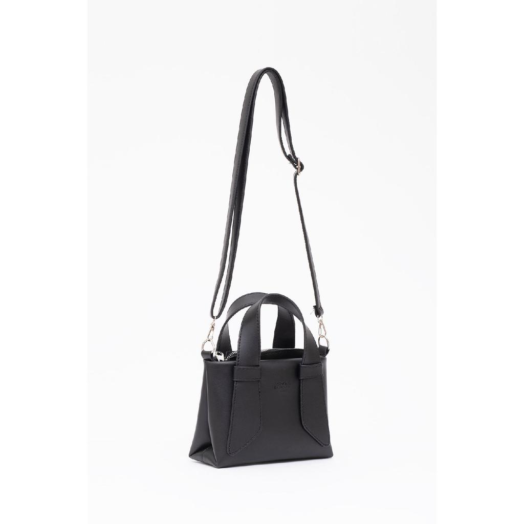 Black Shk60 Artificial Leather Single Compartment Double Handle Handbag And Crossbody Shoulder Bag L:14W:21W:8 Cm