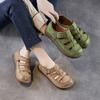 Genuine Leather Retro Round Toe Sandals Hollow-out Breathable Versatile Women's Flat Shoes