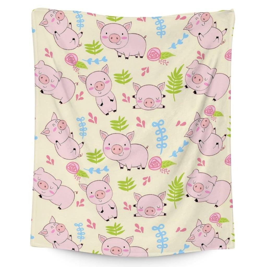 Pink cartoon pig blanket pet piggy flannel blanket home sofa travel blanket