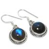 Natural Labradorite Gemstone 925 Solid Sterling Silver Gift Earring 1.25" d5V46