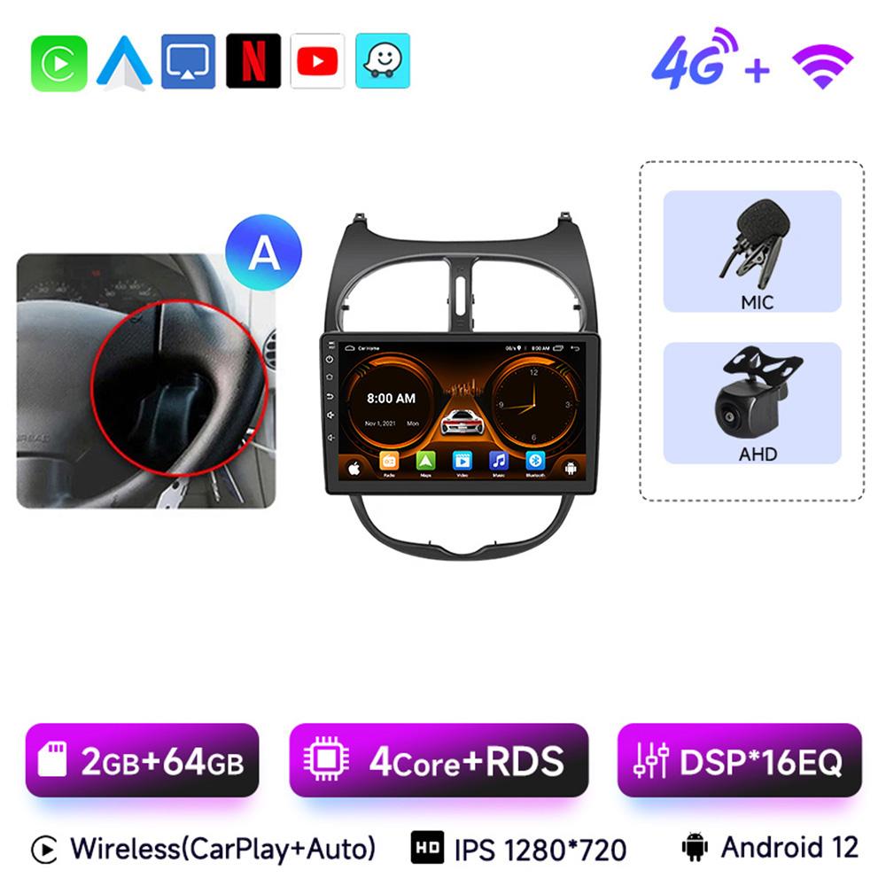 JIUYIN  Android 13 Car Radio For PEUGEOT 206 206CC 206SW 2000-2008 Auto Multimedia Player GPS Autoradio Carplay 2 din