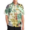 Summer Men Newspaper Collage 3D Hawaiian Shirt Men Lapel Casual Fashion Long Sleeves Shirts Button Plus-size Tops