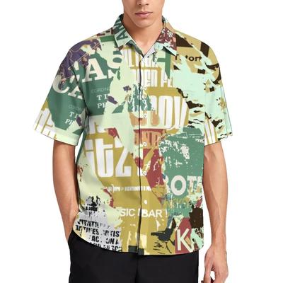 Летняя мужская газета коллаж 3D гавайская рубашка мужская повседневная мода с длинными рукавами рубашки на пуговицах топы больших размеров