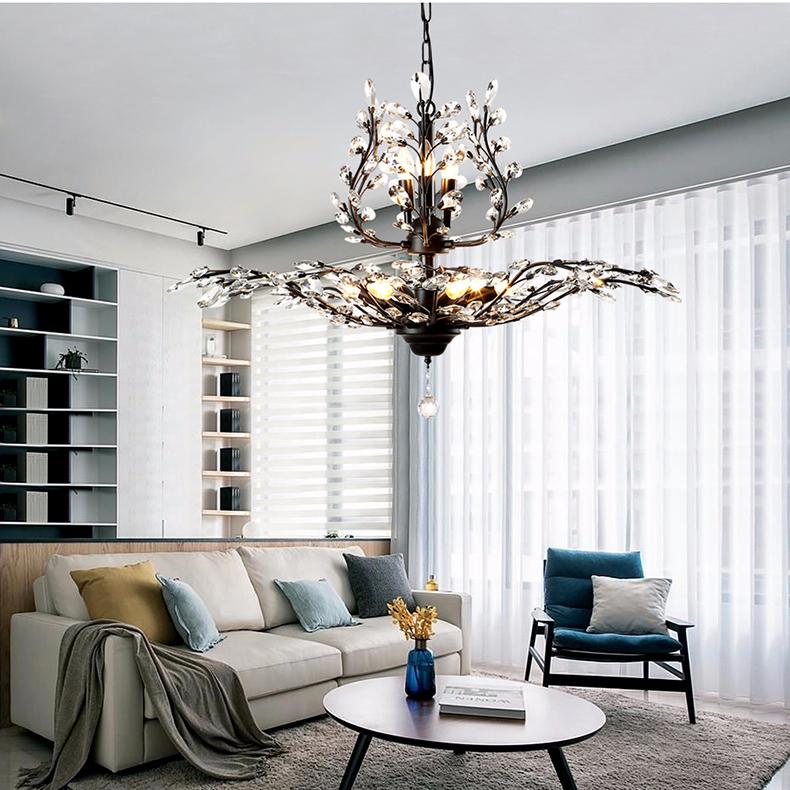 Candle Crystal Chandelier Vintage Candle Led Pendant Light Room Decor Ceiling Hanging Light for Living Room