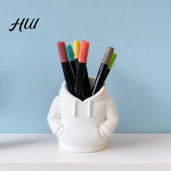 Stylish Stationery Holder 3D Printed Hoodie Pen Holder, Sweatshirt Shape Desk Organizer, Makeup Brush Creative Storage for Pens, Brushes, Office